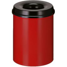 V-Part - Pattumiera Antincendio 15L Rossa/Nera - Acciaio - Coperchio Nero - Ideale Uffici