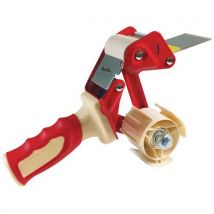 Manutan Expert - Distributore di Nastro Adesivo di Sicurezza Rosso - Ergonomico Acciaio/Plastica - Per Rotoli 50mm x 100m