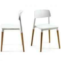 Lotto di 2 Sedie Glamwood Con Gambe In Faggio E Seduta Bianca - Meet By Paperflow