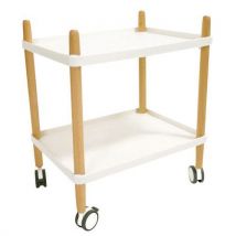 Paperflow - Carrello A 2 Ripiani Gamba In Faggio E Ripiani Bianchi