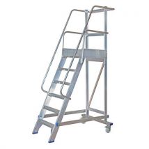 Solide - Piattaforma per scaletta 6 gradini - Alluminio 1.50m Altezza Lavoro 150kg Carico Max