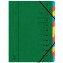 Lotto di 8 Classificatore Pinzato Con Elastici 12 Scomparti Verde - Exacompta
