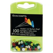Exacompta - Set Di 100 Puntine-spillia Testa Piatta A Tinta Unita Altezza Punta 8 Mm Assortite
