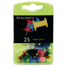 Exacompta - Set Di 25 Puntine-spilli Push Pins Altezza Punta 7 Mm Assortite