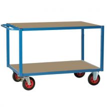 Fimm - Carrello Banco - Blu - 2 Ripiani In Legno 1000 Mm X 700 Mm - Portata 500 Kg