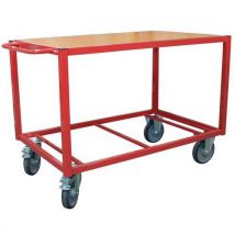 Fimm - Carrello Rosso - 1 Ripiano In Legno 1200 Mm X 800 Mm- Portata 500 Kg