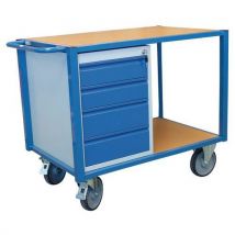 Fimm - Carrello Con 2 Ripiani E 1 Cassettiera - Portata 500 Kg