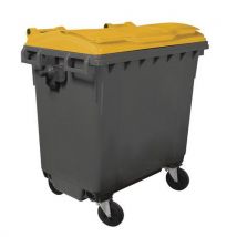 Mobil Plastic - Cassonetto Con 4 Rotelle - 770 L - Corpo Grigio E Coperchio Giallo - Mobile Plastic