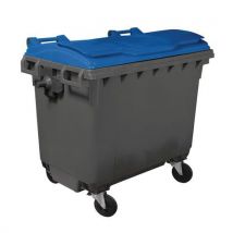 Mobil Plastic - Cassonetto Con 4 Rotelle - 660 L - Corpo Grigio E Coperchio Blu - Mobile Plastic