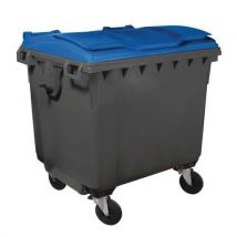 Mobil Plastic - Cassonetto Per Rifiuti Con 4 Rotelle - 1100 L - Mobil Plastic - Corpo Grigio E Coperchio Blu