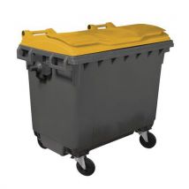 Mobil Plastic - Cassonetto Con 4 Rotelle - 660 L - Corpo Grigio E Coperchio Giallo - Mobile Plastic