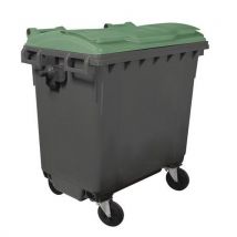 Mobil Plastic - Cassonetto Con 4 Rotelle - 770 L - Corpo Grigio E Coperchio Verde - Mobile Plastic