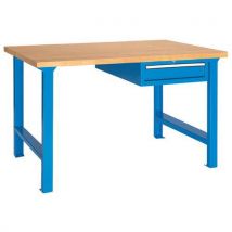 MG Magrini - Banco da officina 1500x800x870mm - Piano in legno faggio listellare - 1 cassetto - RAL 5015