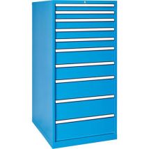 MG Magrini - Cassettiera da officina Linea Superior - 10 cassetti estrazione totale Blu 717x725x1450 mm 75 kg/cassetto