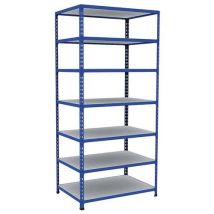 Manutan Expert - Scaffalatura da Ufficio Rapid 2 - 1980x915x610mm - 7 Ripiani in Acciaio Blu - Montaggio Rapido Senza Attrezzi