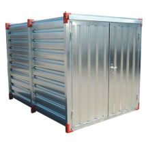 Container Zincato Pavimento Legno 4mt - Vasca Montata con Ante Battenti - Acciaio 7/10 - Capacità 220x220x400 cm