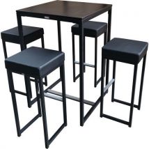 Flexfurn - 4 Kubo Bar Sgabello + 1 Tavolo Da Bar Kubo Nero