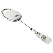 Durable - Avvolgitore per badge ovale - Bianco - 80 cm cordino nylon - Moschettone metallico - 10% riciclato
