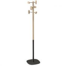 Manade - Attaccapanni Sherwood Spina di Pesce - 6 Appendini Legno e Nero - Acciaio e Legno - Altezza 166 cm