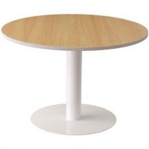 Meet By Paperflow - Tavolo Riunione Rotondo Easydesk Ø 115cm Faggio - 6 Persone - Base Bianca - Eco-sensibile