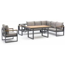 DcbGarden - Set Da Pranzo Da Giardino Yonaha 7 Posti - Grigio Antracite