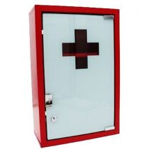 Farmor - Armadietto Dei Medicinali In Metallo Rosso Laccato-2 Ripiani