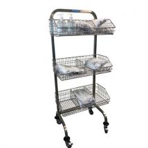 Hupfer - Carrello Per Ambiente Ospedaliero In Inox Con 3 Cestelli - 180 Kg