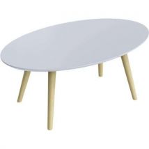 Meet By Paperflow - Tavolino Basso Scandi 50x85 Cm Piede Faggio Ripiano Bianco