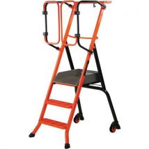 Mondelin - Piattaforma PIRL Sicurezza Alluminio 110cm - Ruote Interne - Carico 150kg - Arancione