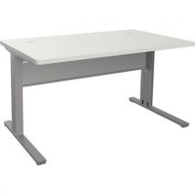 Clen - Adema+ Scrivania 140x80 Cm Rip Melam Bianco/base Argento