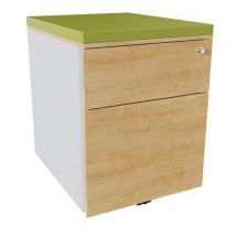 Clen - Cassettiera Mobile 2 Cassetti Acciaio Argento/rov Ant/felce