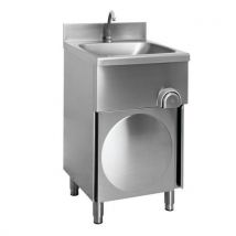 Lavamani su mobile con alzatina 50x40x95h in Acciaio Inox AISI 304 - Resistente e Igienico