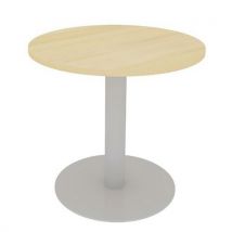 Tavolo Meeting Rotondo D.80 Rovere 25mm Piede A Colonna In Alluminio - Manutan