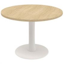 Quadrifoglio - Tavolo Da Riunione Rotondo 100cm Piede A Colonna Rovere/bianco