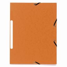 Lotto di 50 Cartellette Con Elastici 3 Lembi Cartoncino Riciclato Effetto Marmorizzato Arancione - Exacompta