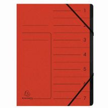 Exacompta - Classificatore con Elastico 7 Scomparti A4 Rosso - Cartone FSC