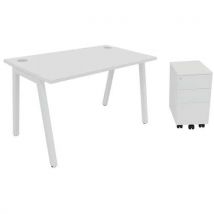 Buronomic - Kit Trendy: Scrivania 120x70cm Bianca+cassettiera Mob Bianca