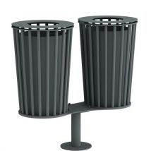 Pattumiera Per Esterni Doppia Inossidabile - Grigio - Manutan