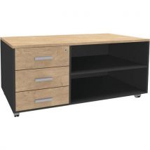 Simmob - Console Mobile 3 Cassetti 120x60 Carbone/rovere Chiaro
