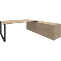 Simmob - Scrivania L180xp100 Console Dx 200x60 Rovere Chiaro/carbone