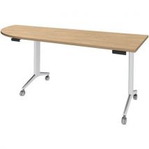 Simmob - Tavolo 200x80 Cm Angolo Sx Rovere Chiaro/piede Bianco