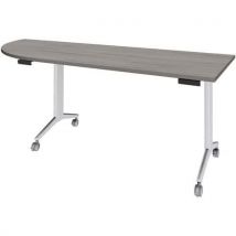 Simmob - Tavolo 200x80 Cm Angolo Sx Rovere Grigio/piede Bianco