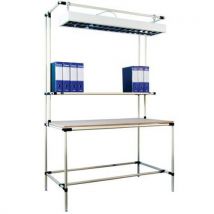 Banco Da Lavoro Con Piano In Mdf L1200 P600 H850 Ripiano Lampada E Shuko - Manutan