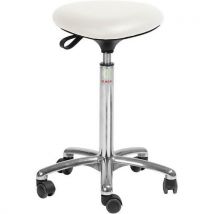 Global Professional Seating - Sgabello Tria Alto in Similpelle Bianca - Regolabile in Altezza - Base in Alluminio Argento - Max 110kg