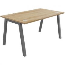 Buronomic - Scrivania Singola 140x80cm Rovere Nebraska Alluminio Partage
