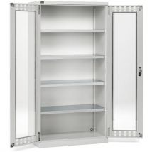 Fami - Armadio Officina Policarbonato - 1023x555x2000 mm - Grigio Chiaro - 2 Ante con Chiave - 1200 kg Carico Max