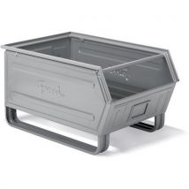 Lotto di 4 Contenitore In Metallo - 480x725x385 Mm - Grigio Scuro