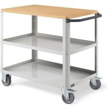 Fami - Carrello A Scaffali Con Piano In Legno - 1028x615x846 - Grigio Chiaro