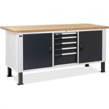 Fami - Banco Da Lavoro Master Br 2000x750x740/1115 Mm - 4 Cassetti - 2 Sportelli