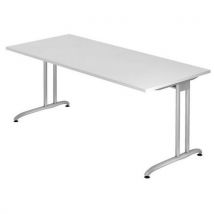 Hammerbacher - Scrivania fissa 180 cm Serie B - Bianco/Argento - Licenza FSC - Mobili Ufficio